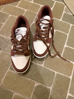 Nike Brown and White Low-Top Sneakers